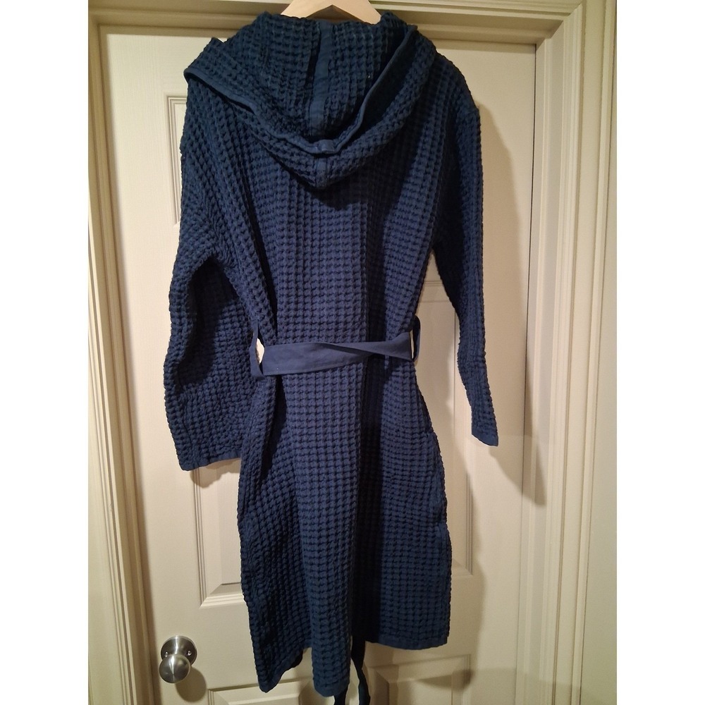 Onsen Huckberry Supima Waffle Bath Robe Twilight Blue - Size Large New - Picture 3 of 5